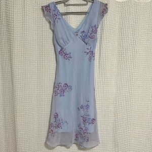 Vintage blue and purple floral midi dress!